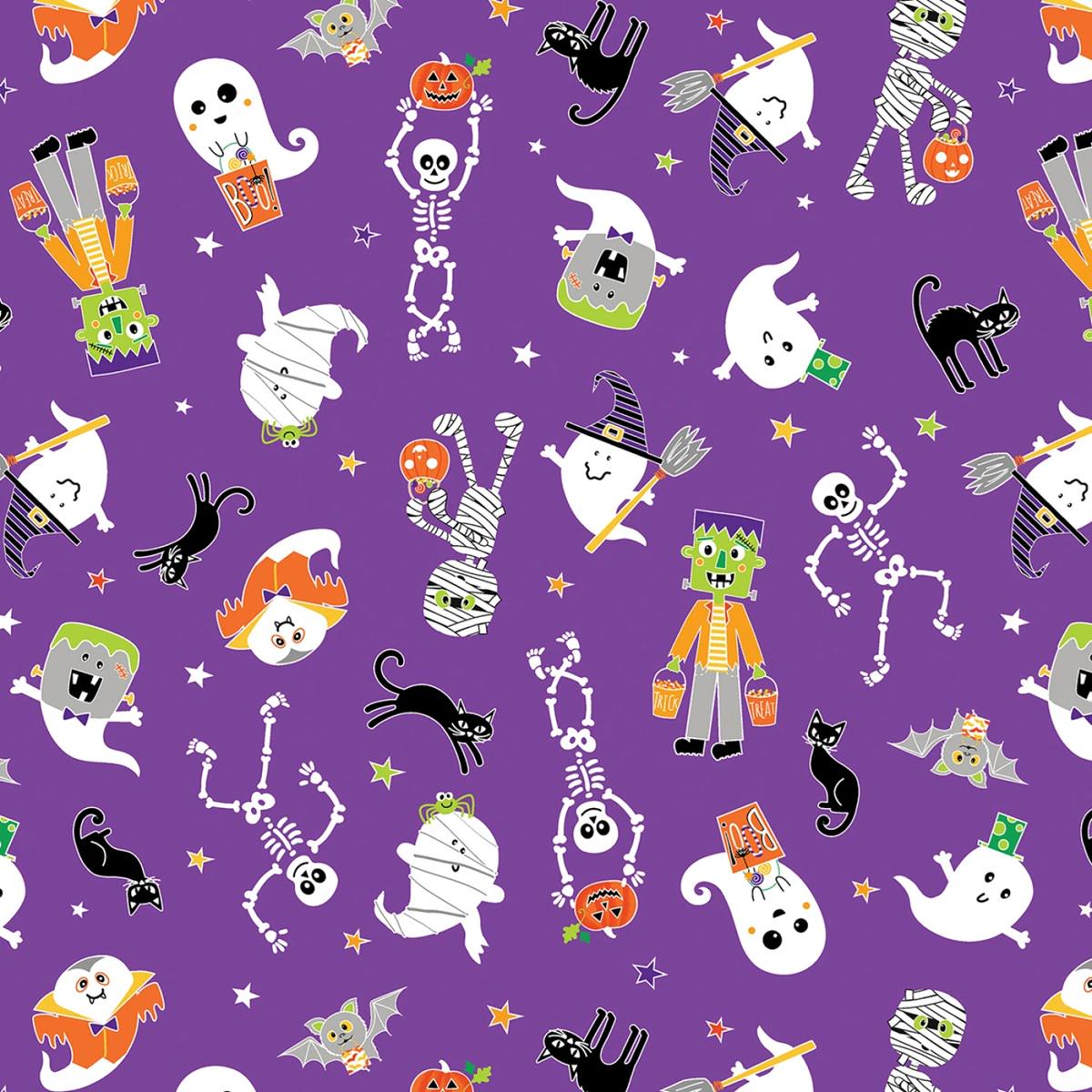 Halloween Fabric Yardage: Monster Mash, Glow in the Dark - Benartex