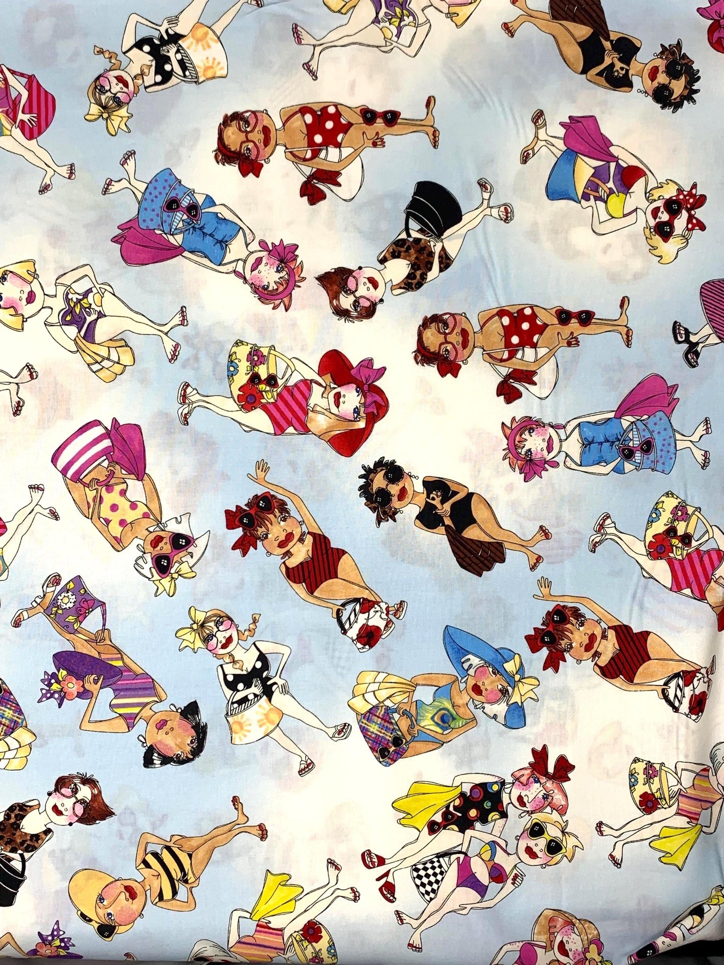 Tossed Beauties Yardage, Blue Sky, Loralie Designs, Bathing Suits, Beach, Yardage, 692440