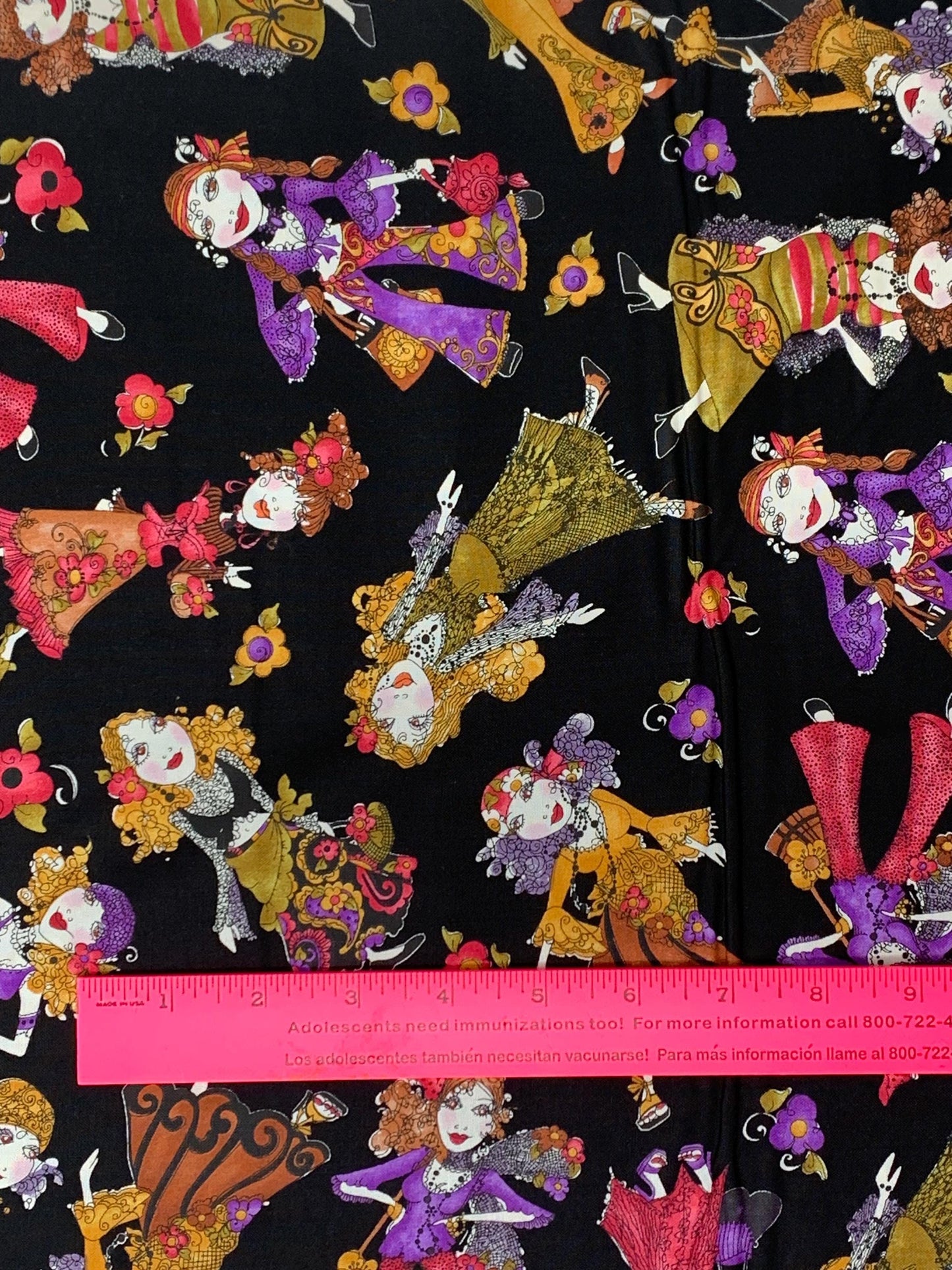 Gypsy Yardage, Tossed Gypsies on Black, Loralie Designs, Yardage, 692488