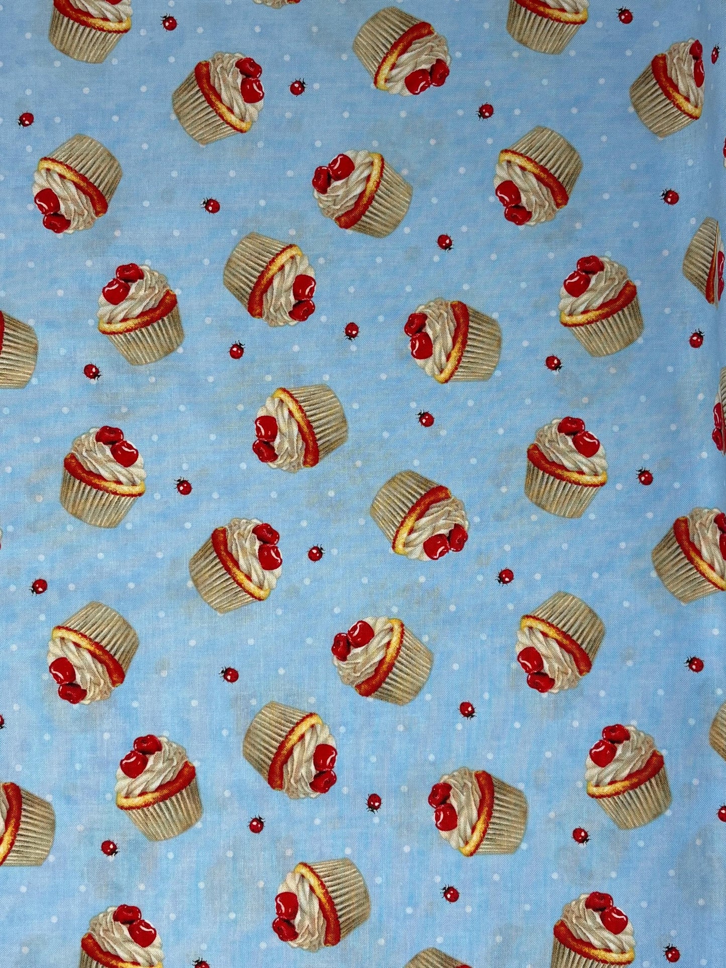 Blue Cupcake Toss, Sweet Cherry, Wilmington Prints