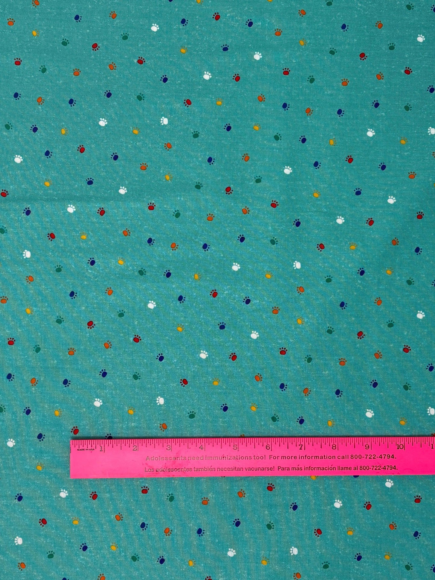 Cat Paw Yardage, Fe-line Frisky, Cat Paws on Teal, Wilmington Prints