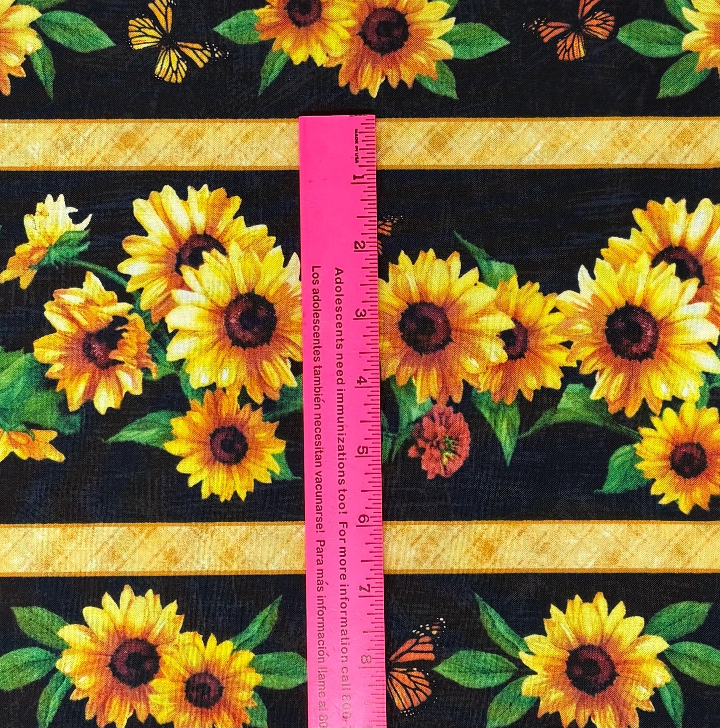 Sunflower Stripe Border Fabric: Sunshine Whispers, Multi Repeating Stripe - Wilmington