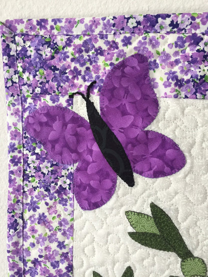 Butterfly Flower Applique Wallhanging Mini Quilt