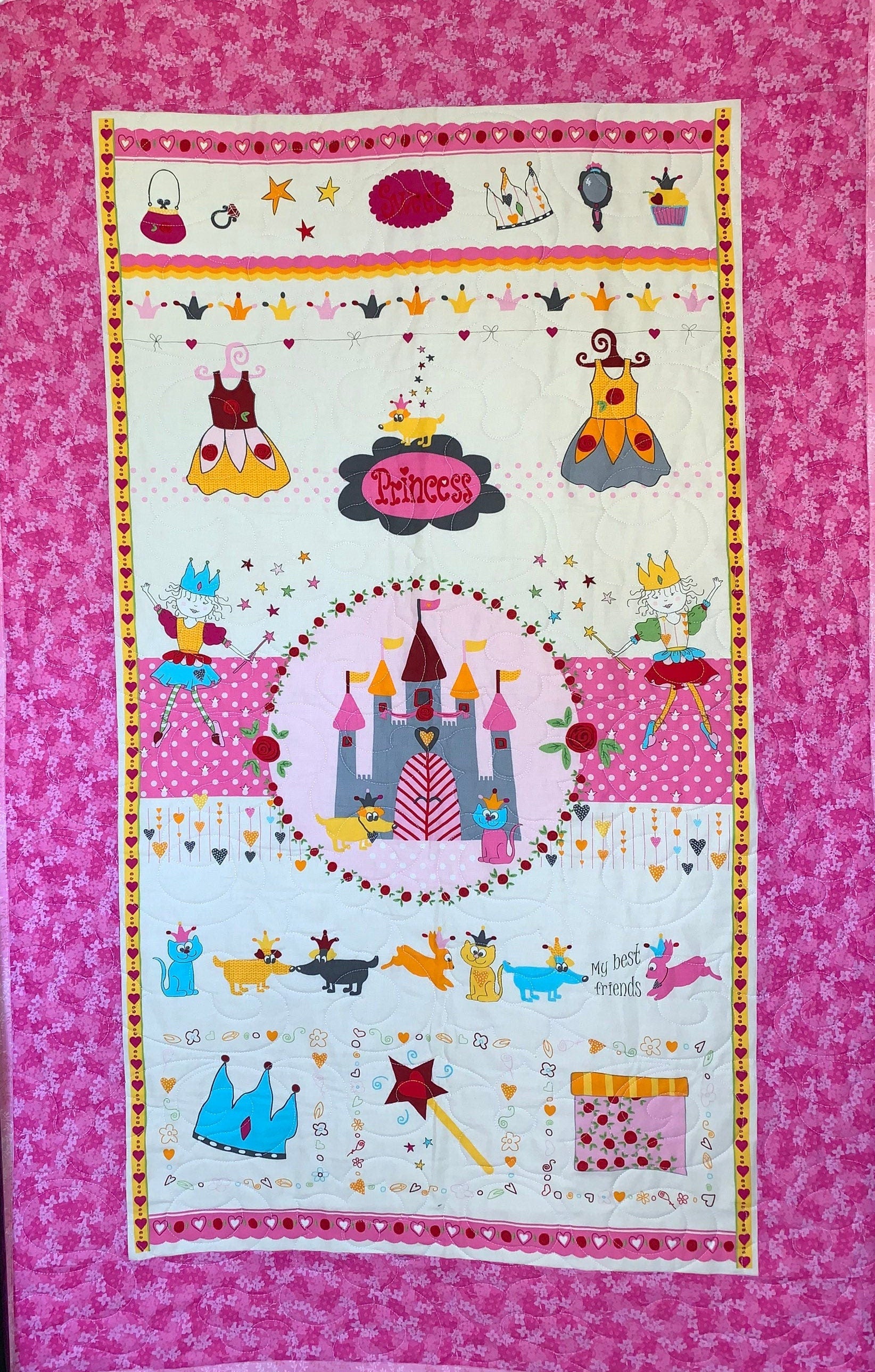 Baby Girl Princess and Castle Quilt