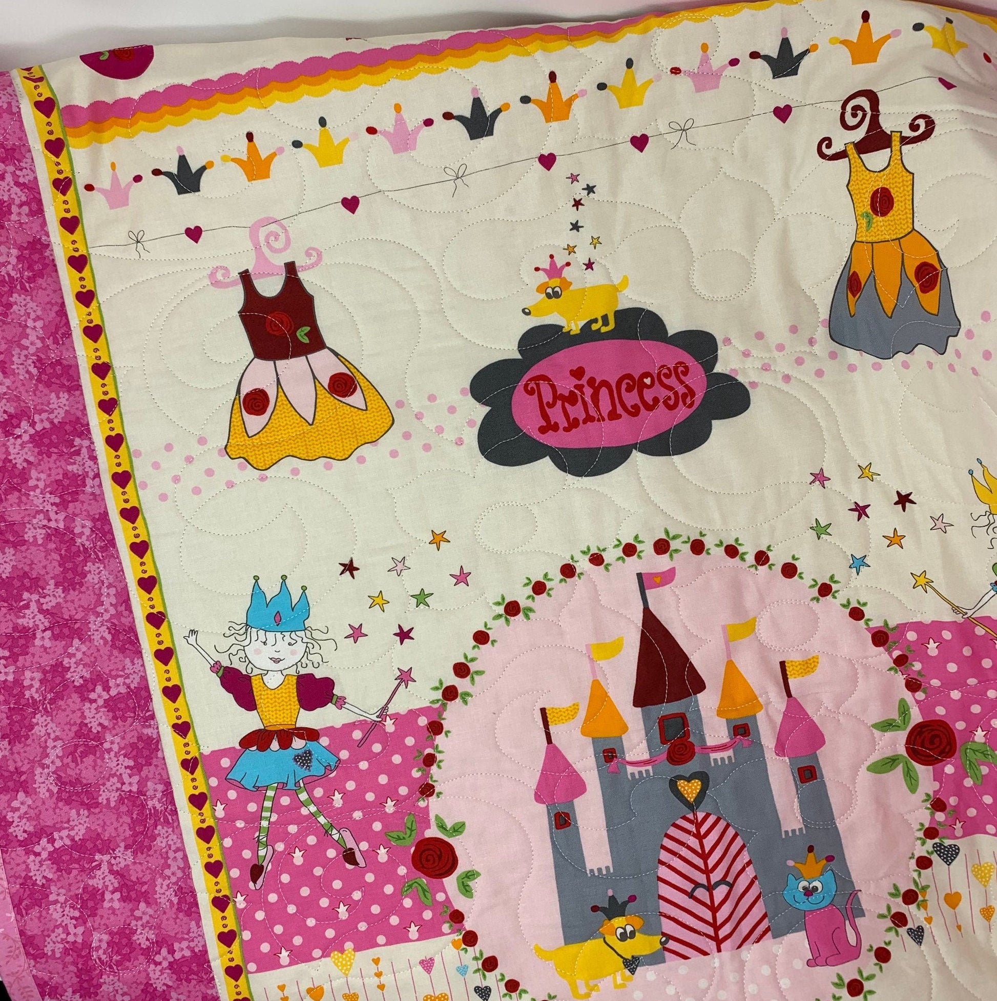 Baby Girl Princess and Castle Quilt