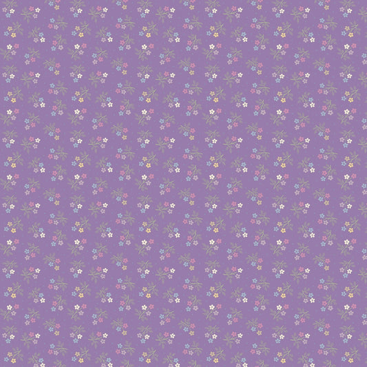 Lilac Mae Calico - Purple Flowers, Green, Blue, Marcus Fabrics, Cotton Fabric Yardage