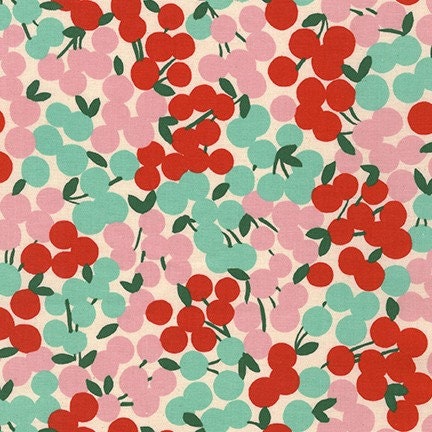 Cheery Blossom - Floral Cherrie Fabric, Fabric Strips, Pink, Teal, 2.5 inch strips, 40 Strips Total, Robert Kaufman, RU-1011-40