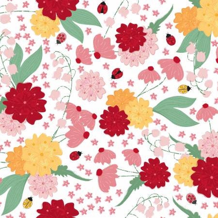 Lady Bug Mania - Floral fabric strips, 2.5 inches, Quilt Fabric, Binding