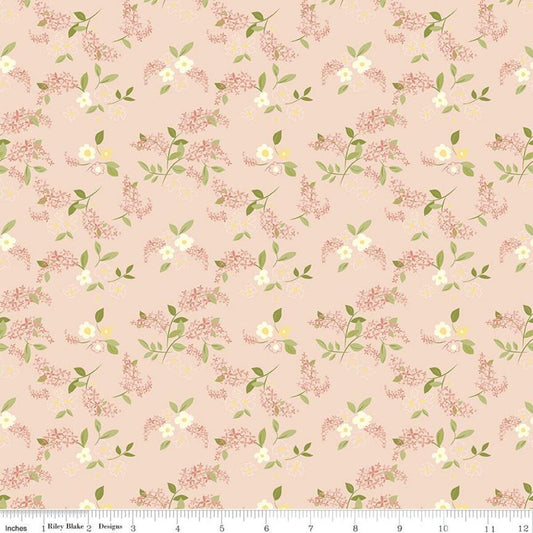 Pink Floral yardage, Flowers, Adel in Spring lilacs Pink, Riley Blake, Cotton Fabric Yardage