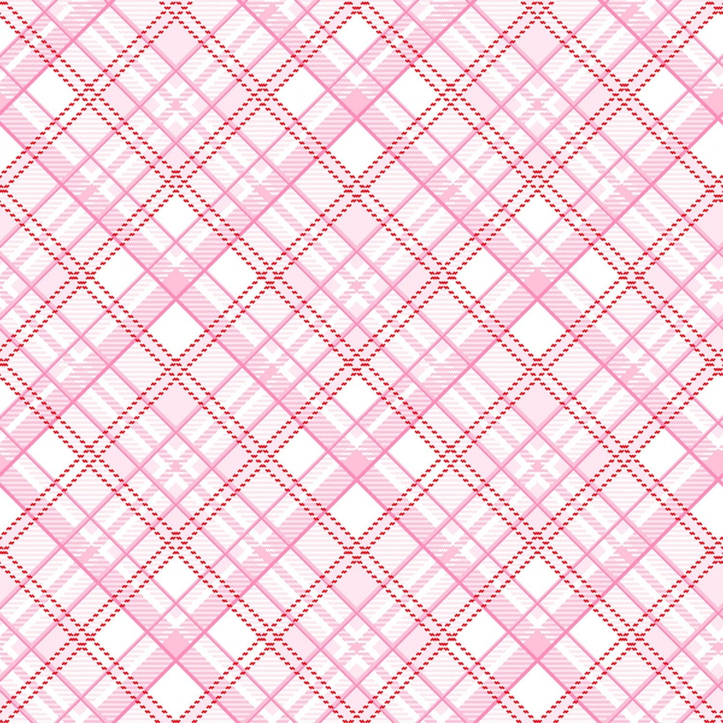 Gnomie Love - Pink Plaid Yardage, Pink Bias Plaid, Henry Glass, yardage