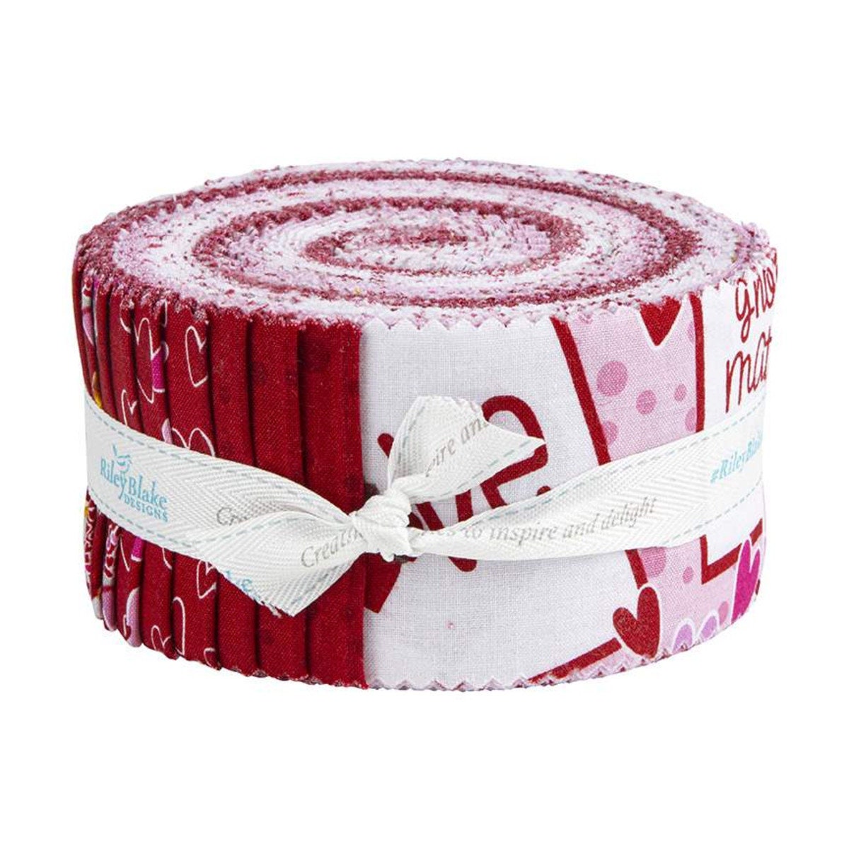 Gnomes in Love - Valentine Heart Gnome Fabric Strips, Pink, Red, Rolie Polie, 2.5 inch strips, 40 Strips Total, Riley Blake