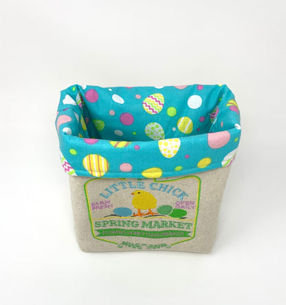 Easter Spring Fabric Bag, Baby Chick Basket, Spring Decor, Reusable, Tissue Box Holder, Floral, Handmade