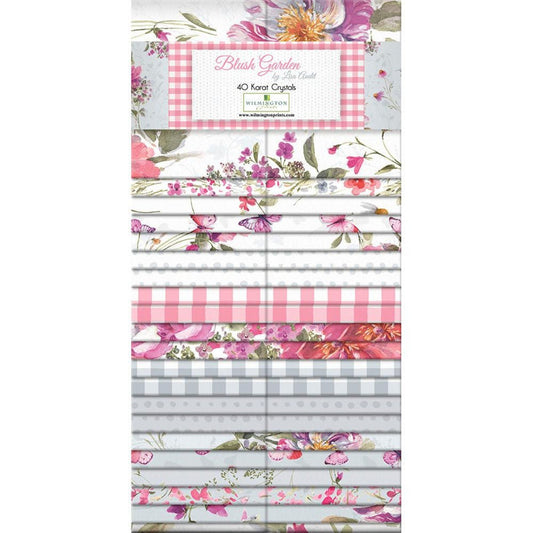 Blush Garden - Spring Floral Fabric Strips, Pink, Blue, Wilmington Prints, 42 Pieces, Wilmington Prints, 2.5 inch strips, 40 Strips Total