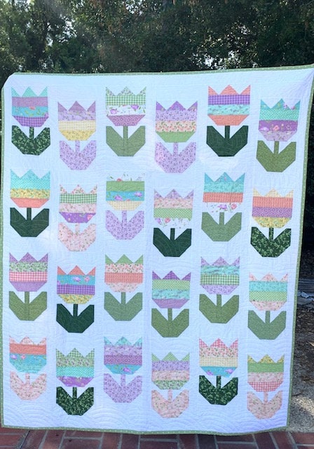 Tulips by Cluck Cluck Sew, Quilt Pattern, Allison Harris, Crib, Throw, Twin, Queen, King, Layer Cake, Jelly Roll or Fat Quarter friendly