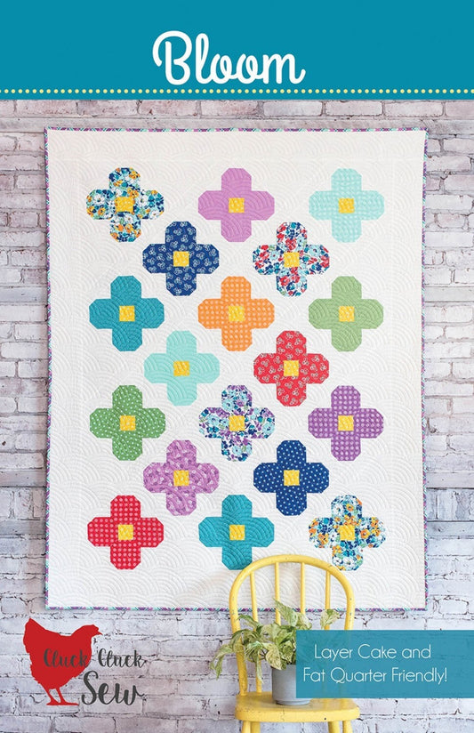 Bloom by Cluck Cluck Sew, Quilt Pattern, Allison Harris, Throw, Layer Cake, Fat Quarter friendly, 53" x 68"