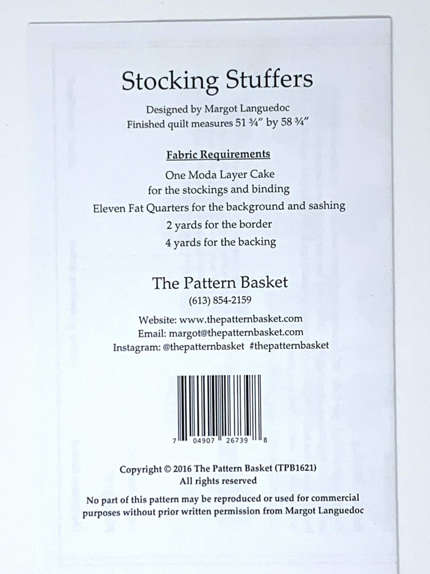 Stocking Stuffers by Margot Languedoc Designs for The Pattern Basket, Quilt Pattern, 10 inch square friendly