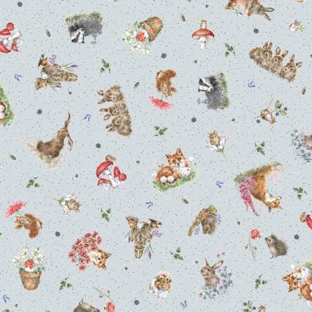 Bramble Patch, Floral Fat Quarter Bundle, Birds, Fox, Animals, Pink, Blue, Maywood Studio, 20 Pieces, 2 Panels, Precut Quilt Fabric
