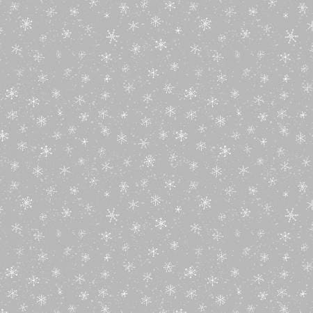 Gray White Yardage, Christmas Fabric, Baby It's Gnomes Outside, Gray Snow All Over, Wilmington Prints