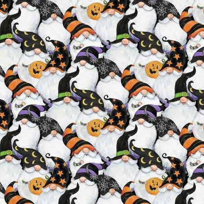 Halloween 2.5” Fabric Strips, The Boo Crew, Gnomes, Pumpkins, Bats, Orange, Black, Purple, 40 Fabric Strips Total