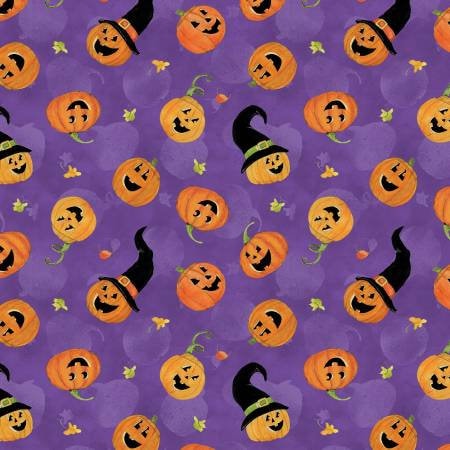 Halloween 2.5” Fabric Strips, The Boo Crew, Gnomes, Pumpkins, Bats, Orange, Black, Purple, 40 Fabric Strips Total