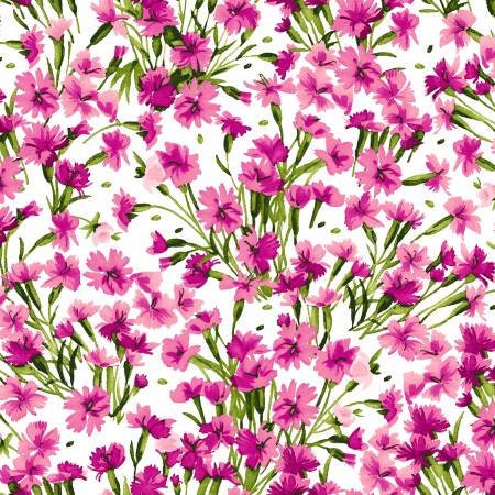Pink Floral Yardage, Packed Flowers, Bloom On, Maywood Studio, Fabric Yardage