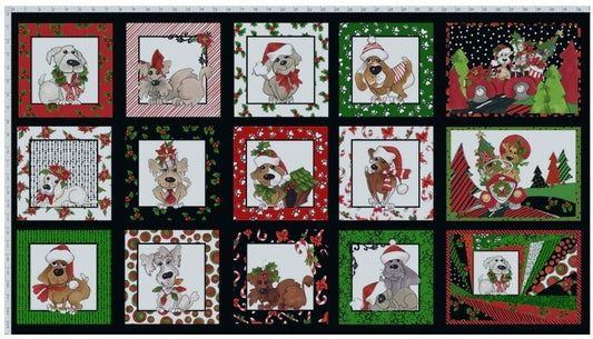 Dog Holiday Christmas Fabric Panel, Loralei Designs, 692549