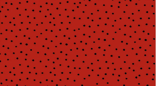 Red Dinky Dots, Loralie Desisgns, Black Polka Dots, Yardage, 691-963