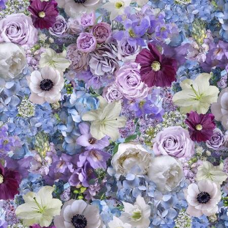 Purple Blue Fat Quarter Bundle, Floral Precuts, Love Letters Fat Quarter Bundle, 12 pieces, Timeless Treasures