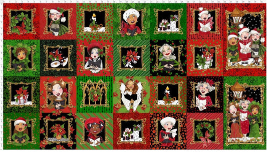 Christmas Song Carolers Fabric Panel, Loralei Designs, 692631