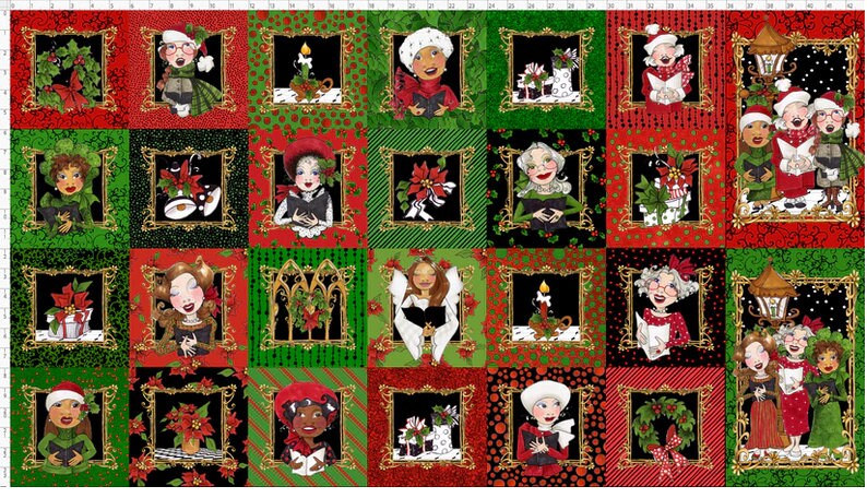 Christmas Song Carolers Fabric Panel, Loralei Designs, 692631