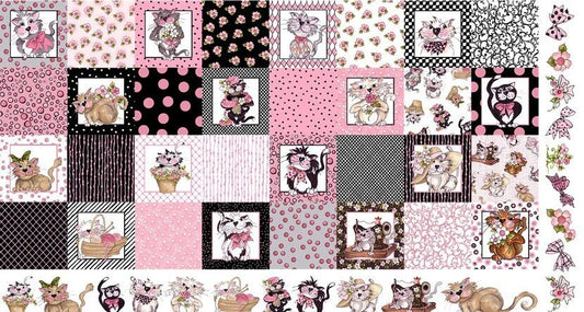 Fancy Cats Fabric Panel, Loralie Designs, Yardage, 692010