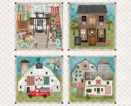 Sewing Quilt Store Fabric Panel, Shop Hop, Beth Albert, 3 Wishes, 21701-PNL-CTN-D