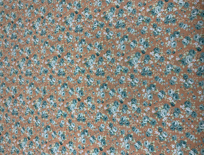 Ruru Bouquet Cotton Fabric: Dusty Pink & Blue Rose Toss by Quilt Gate