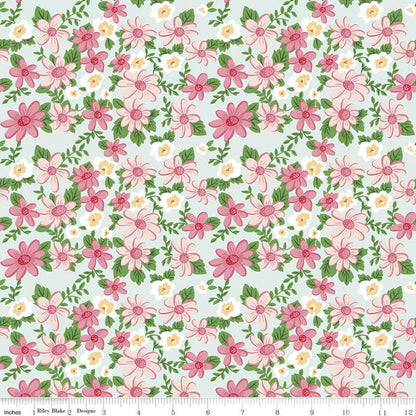 Floral Fabric Squares, Strawberries, Cherries, Gingham, Pink, Blue, Green, 5 inch, 42 Squares Total, Riley Blake