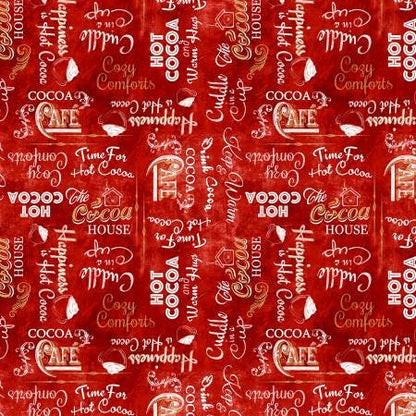 Christmas Fabric Strips: Time for Hot Cocoa, Red & Black Prints