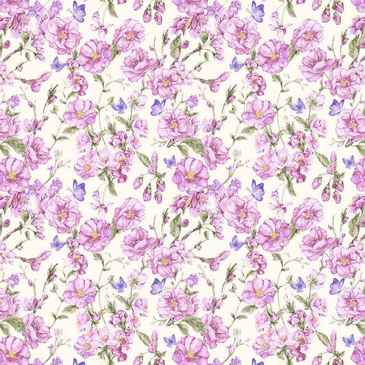 Lavender Floral Fabric Yardage: Judy's Bloom Collection by Benartex