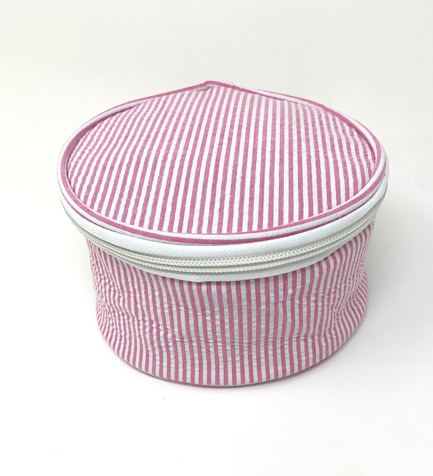 Pink Jewelry Case, Small Travel Bag, Monogrammed, Personalized Gift, Bridesmaid Gift, Round Jewelry Case Mini Bag