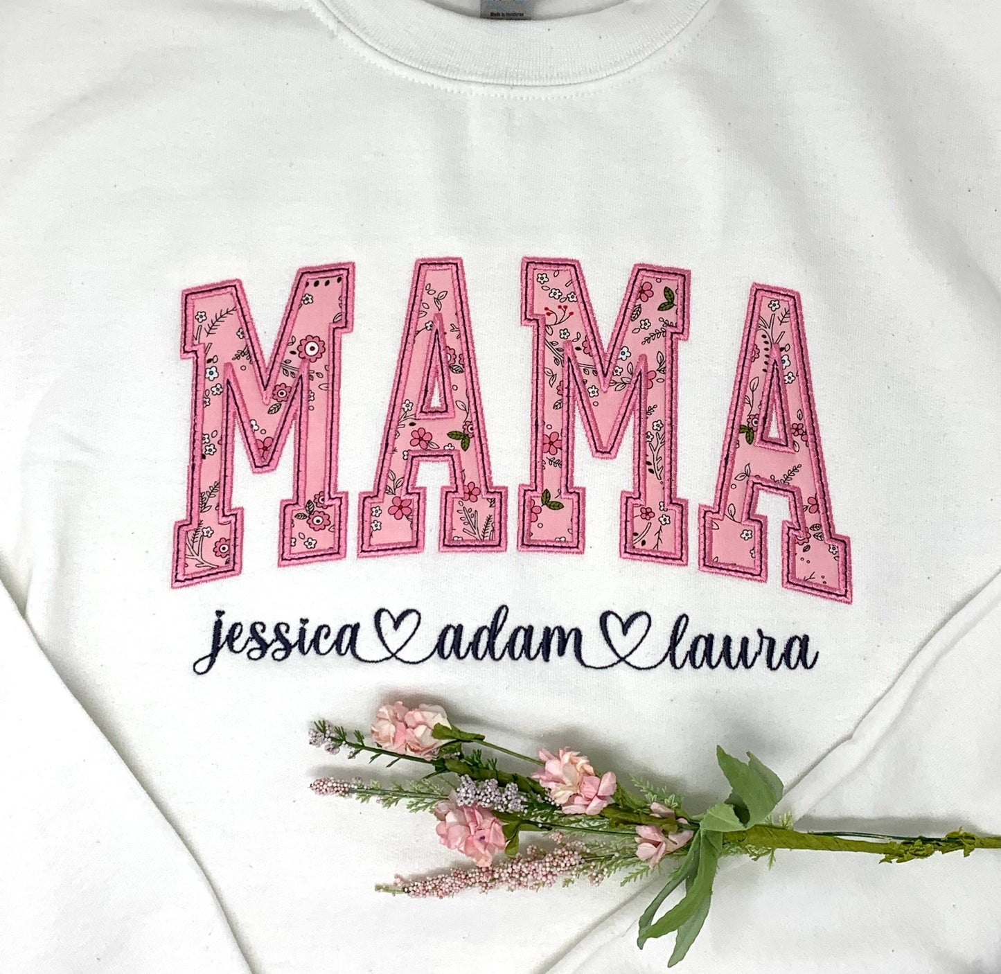 Personalized MAMA sweatshirt, custom sweatshirt personalized shirt, Shabby chic appliqué, Mothers Day Gift
