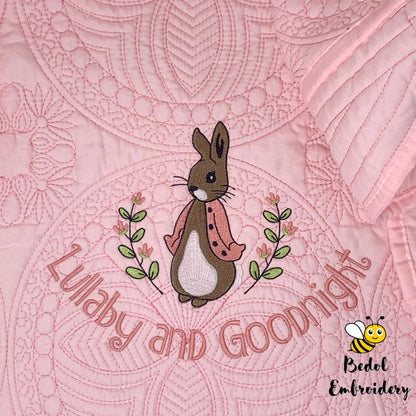 Bunny Baby Girl Quilt, Personalized, Baby Blanket, Pink Quilt, New Baby Gift, Embroidered Name, Custom Baby Quilt, Baby's Name