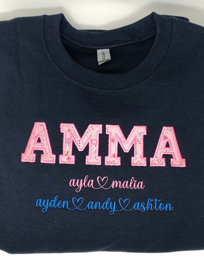 Personalized MAMA sweatshirt, custom sweatshirt personalized shirt, Shabby chic appliqué, Mothers Day Gift