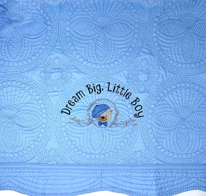 Baby Boy Bear Quilt, Personalized, Baby Blanket, Blue Quilt, New Baby Gift, Embroidered Name, Custom Baby Quilt, Baby's Name