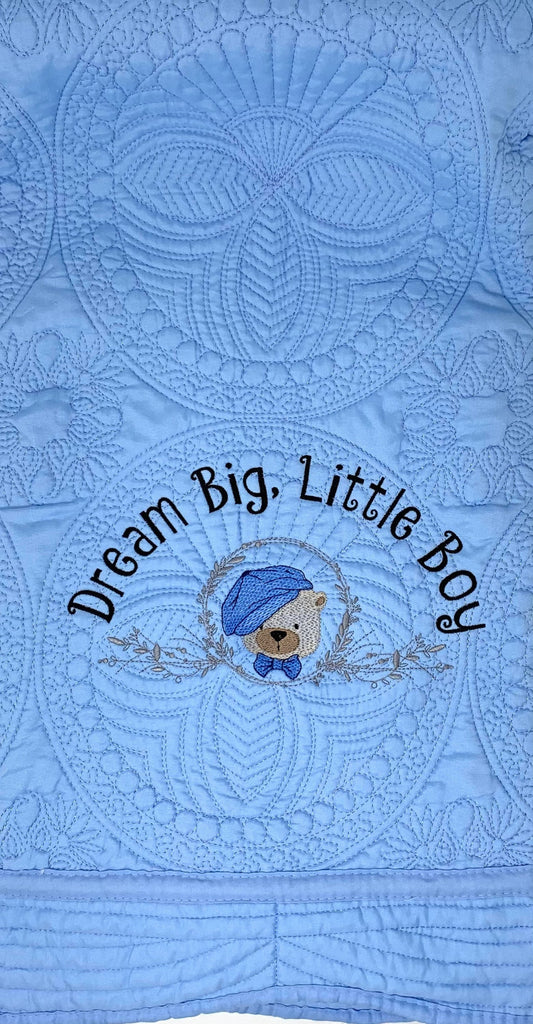 Baby Boy Bear Quilt, Personalized, Baby Blanket, Blue Quilt, New Baby Gift, Embroidered Name, Custom Baby Quilt, Baby's Name