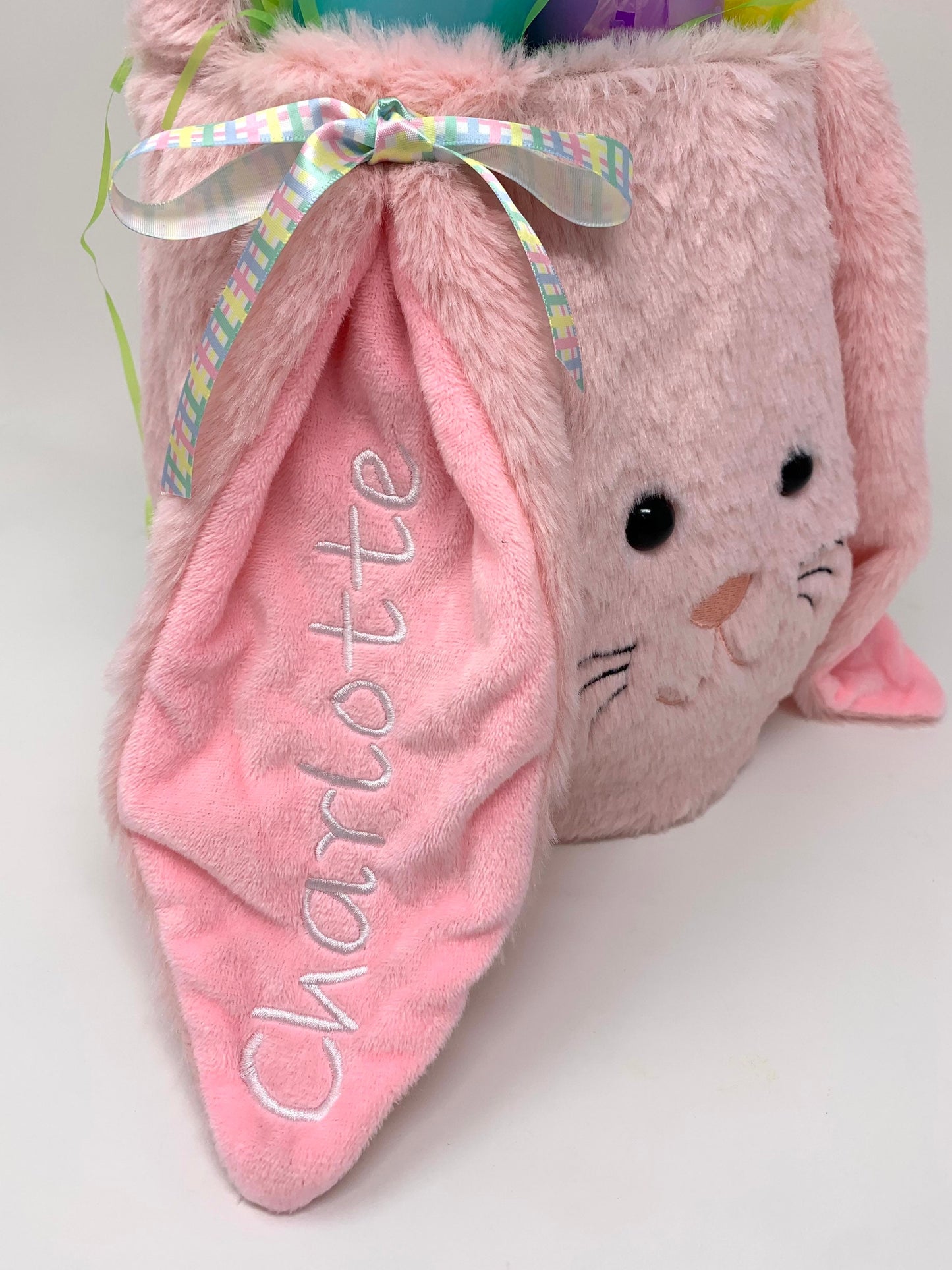 Easter Bunny Basket with name, Custom Personalization, Plush Bunny, Easter Basket Gift, Child’s name