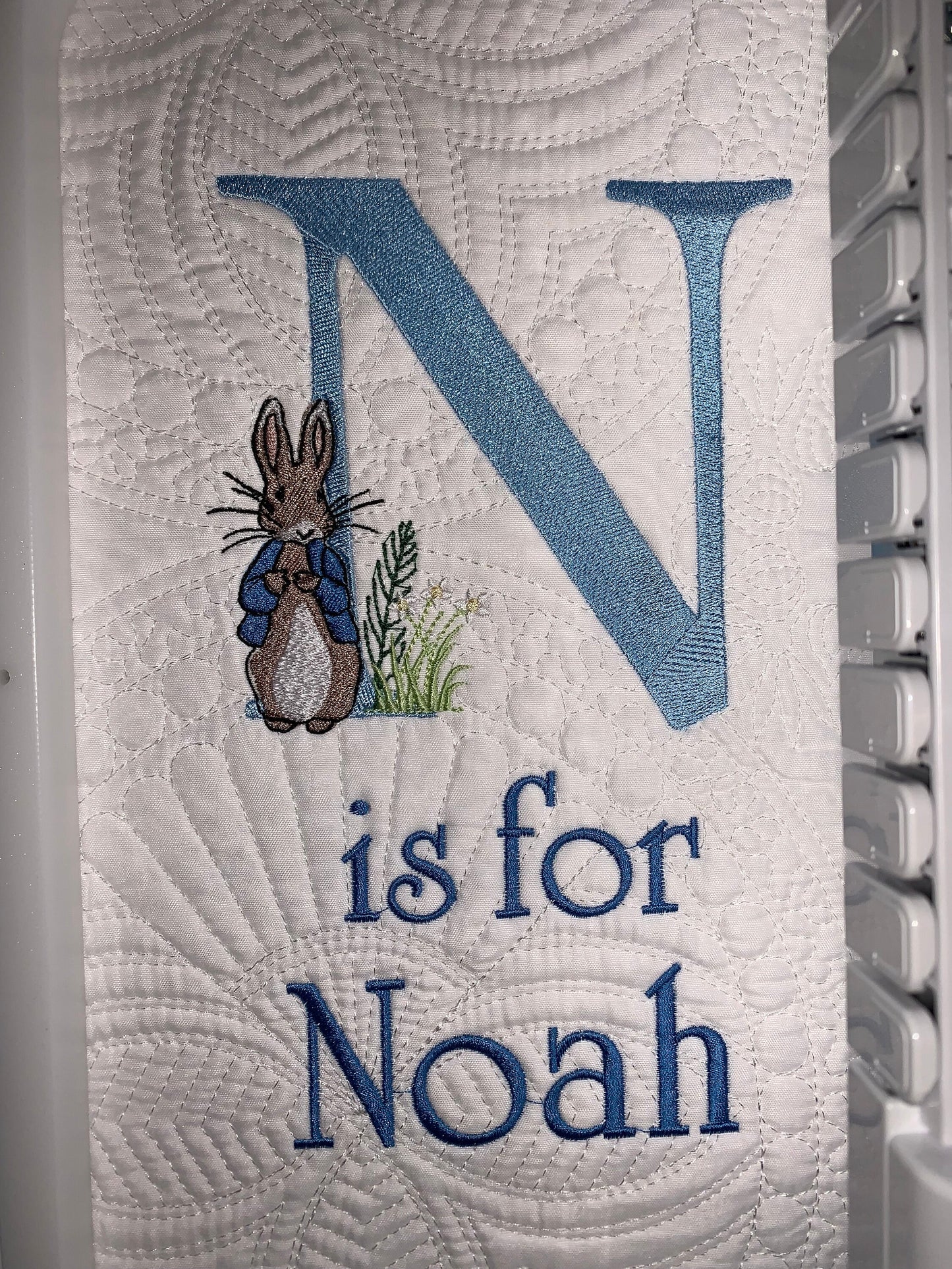Bunny Baby Boy Quilt, Personalized, Baby Blanket, Blue Quilt, New Baby Gift, Embroidered Name, Custom Baby Quilt, Baby's Name