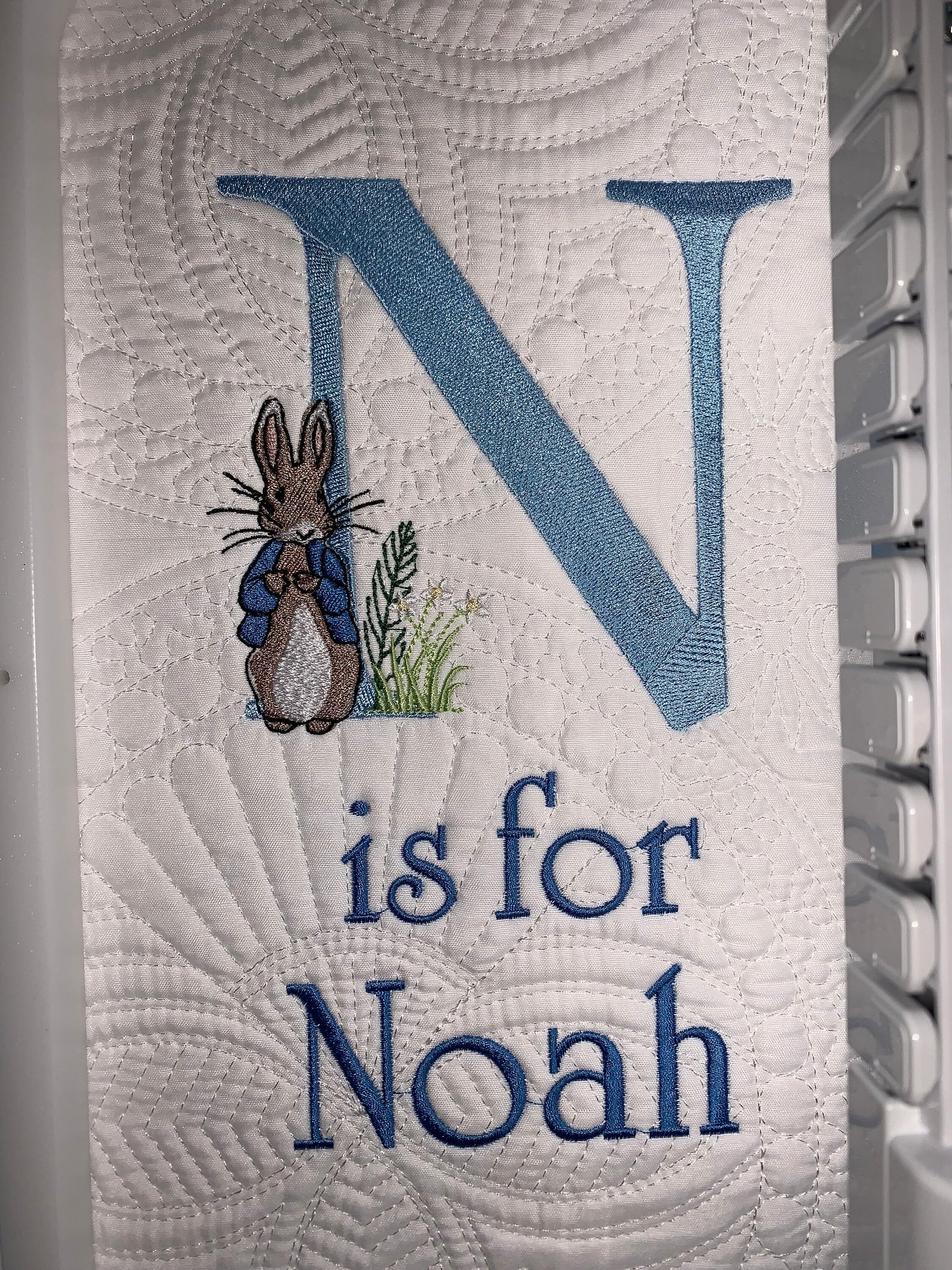Bunny Baby Boy Quilt, Personalized, Baby Blanket, Blue Quilt, New Baby Gift, Embroidered Name, Custom Baby Quilt, Baby's Name