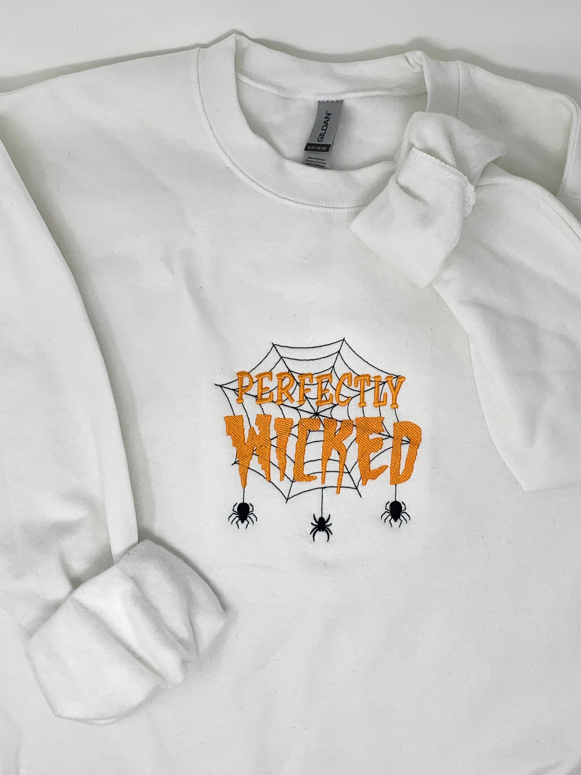 Halloween Sweatshirt, Perfectly Wicked, Embroidered