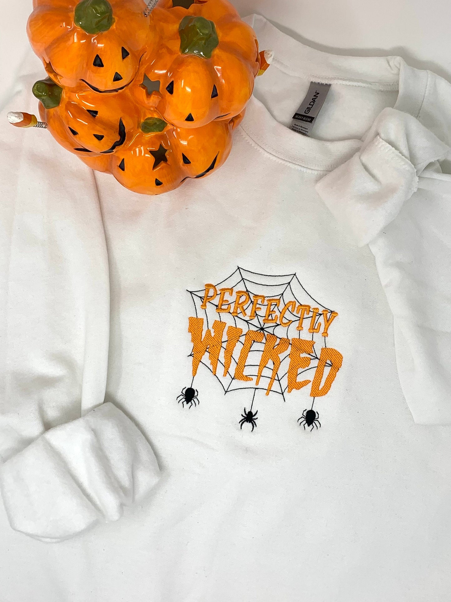 Halloween Sweatshirt, Perfectly Wicked, Embroidered