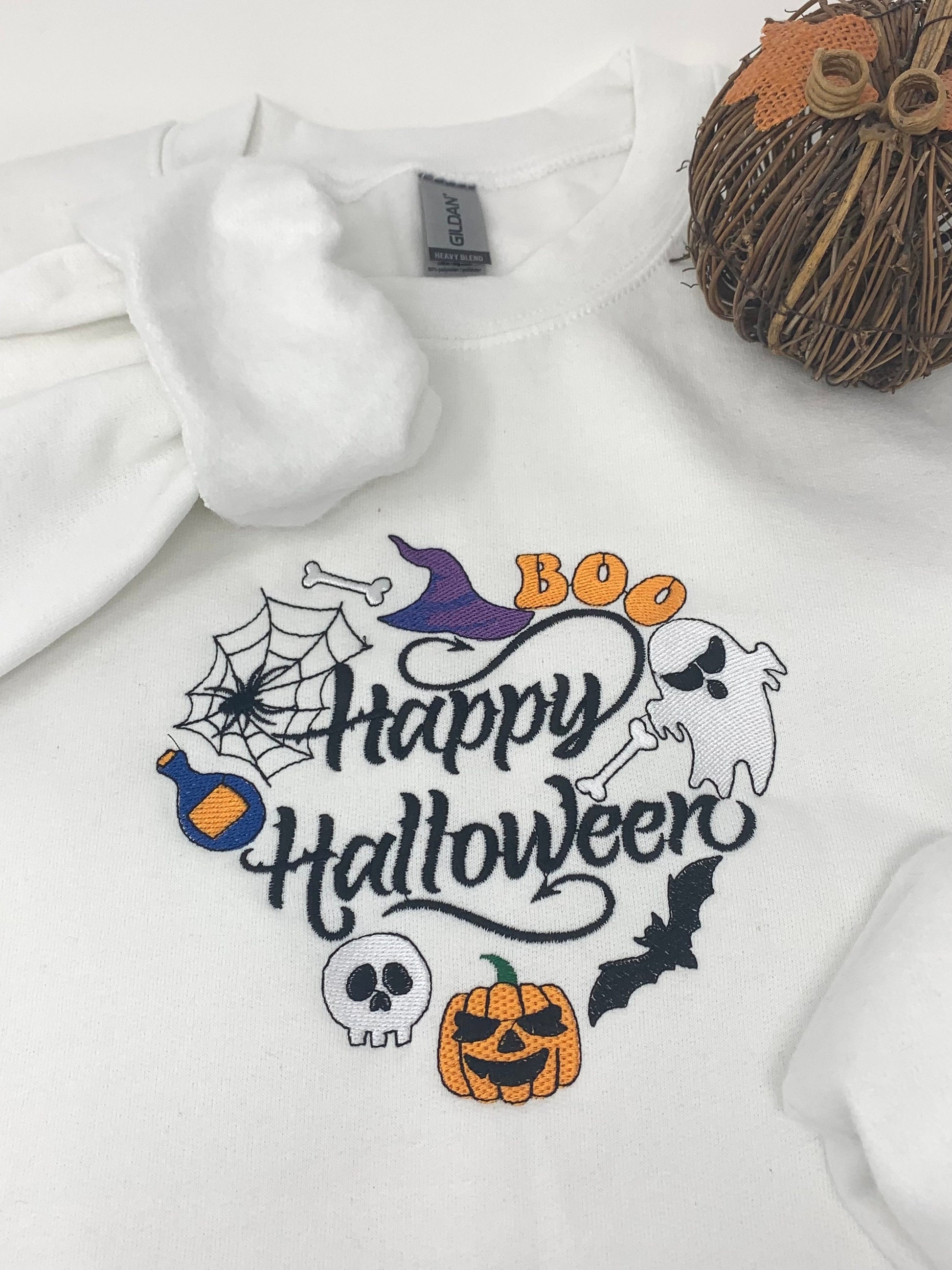 Halloween Heart Sweatshirt, Embroidered