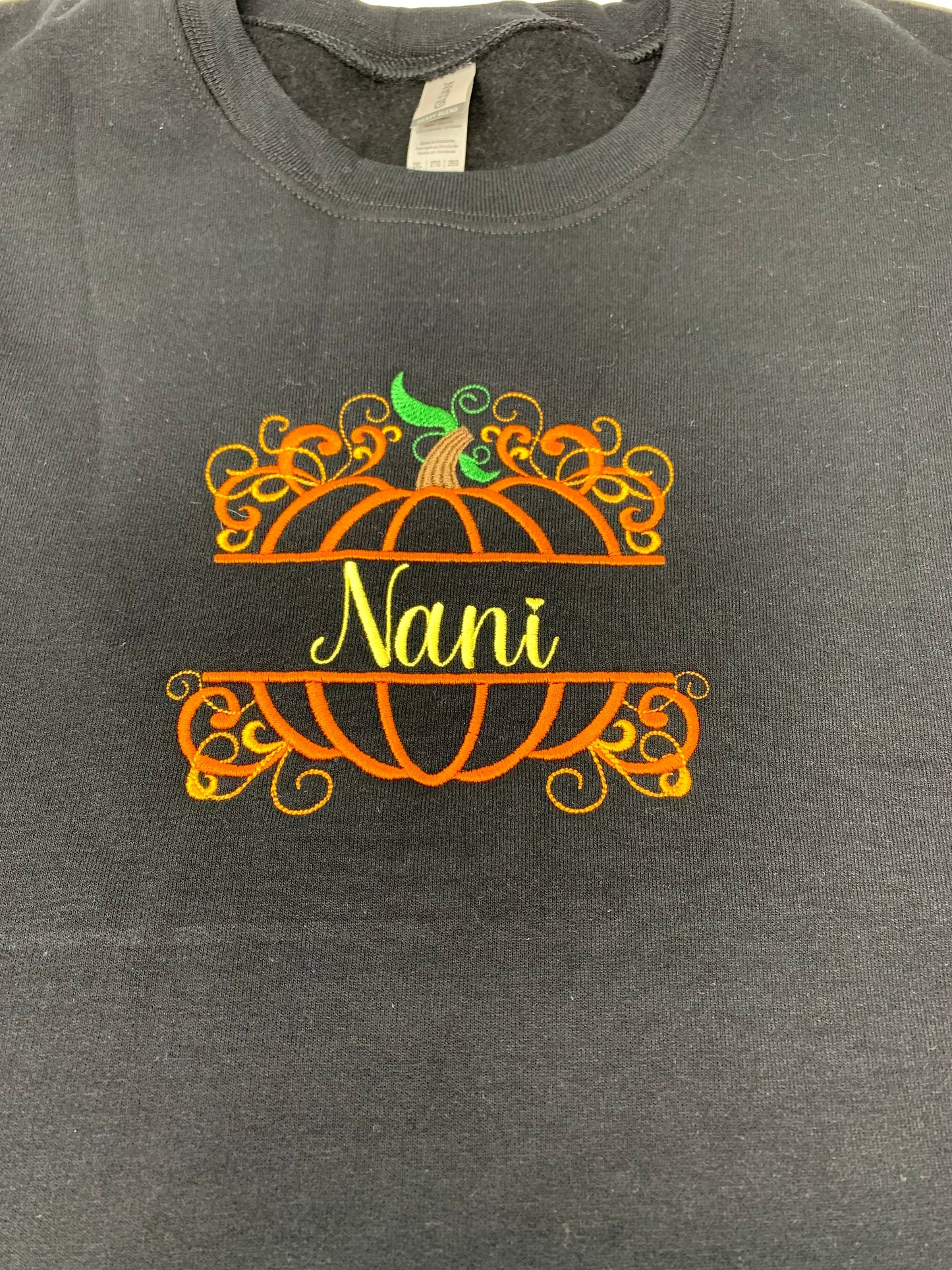 Halloween Pumpkin Personalized Black Sweatshirt, Embroidered
