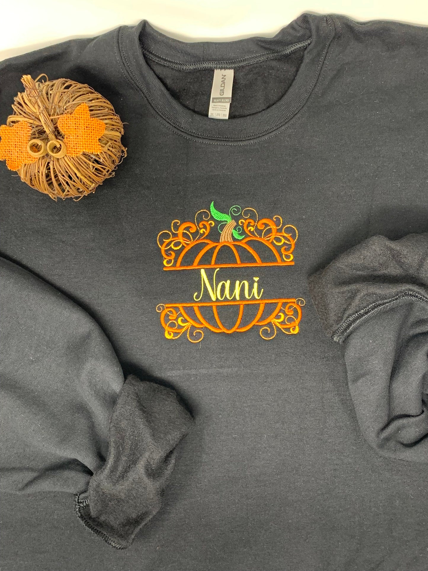 Halloween Pumpkin Personalized Black Sweatshirt, Embroidered